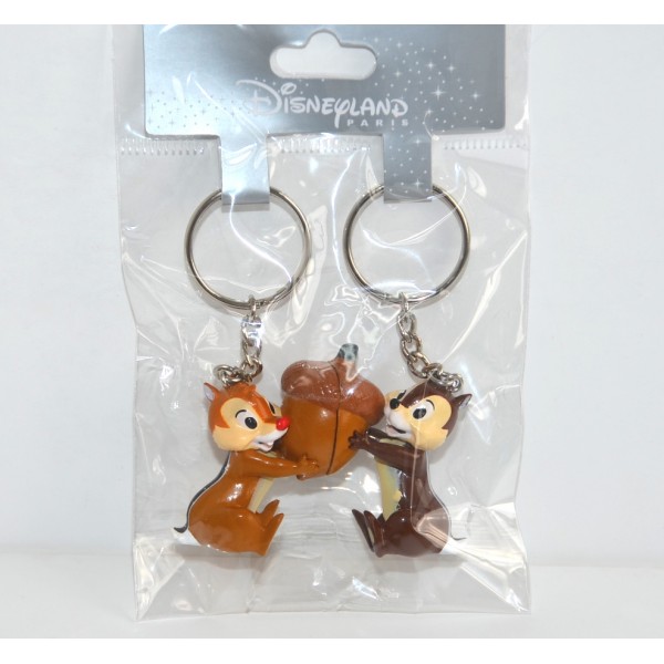 Disneyland Paris Chip and Dale magnetic Connecting Keychains Key Ring