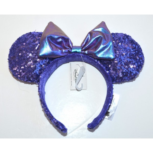 Minnie Mouse Ears Headband Purple Sequined, Disneyland Paris