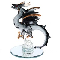 Disneyland Paris Castle Dragon glass figure in Black, by Arribas Collection