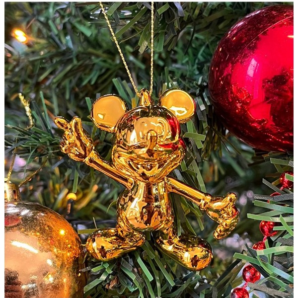 Mickey Mouse Dangler Ornament Chrome Golden, by Arribas, Disneyland Paris