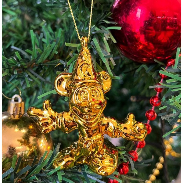 Mickey Fantasia Dangler Ornament Chrome Golden, by Arribas, Disneyland Paris