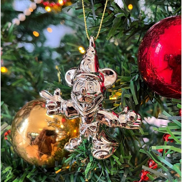 Mickey Fantasia Dangler Ornament Chrome Silver, by Arribas, Disneyland Paris