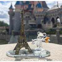 Mickey Parisian in glass with Eiffel Tower figure, by Arribas Disneyland Paris