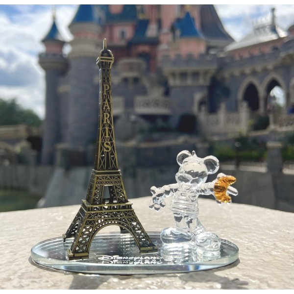 Mickey Parisian in glass with Eiffel Tower figure, by Arribas Disneyland Paris