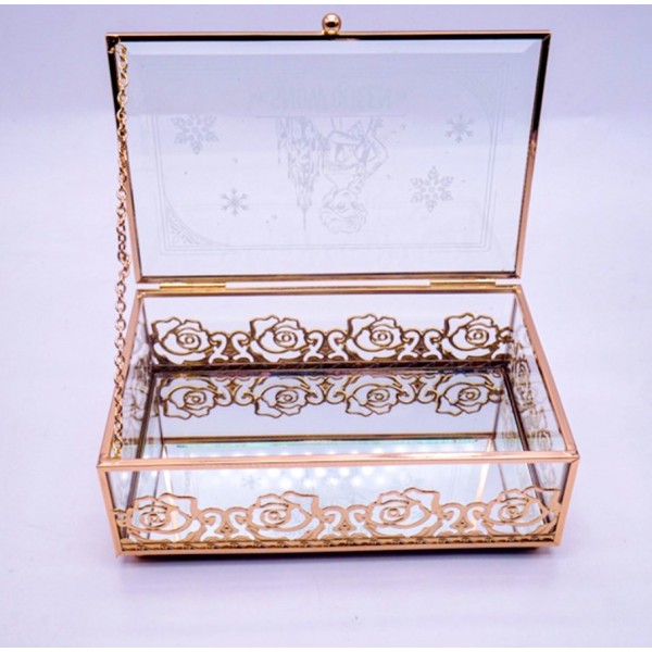 Frozen rectangle-shaped glass jewellery box, by Arribas and Disneyland Paris