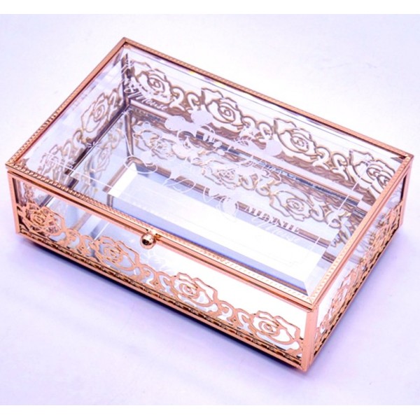 Mickey and Minnie rectangle-shaped glass jewellery box, by Arribas and ...