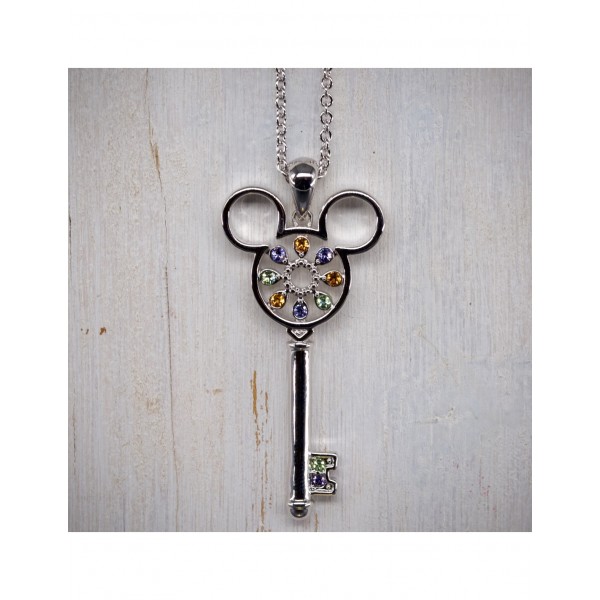 Mickey silver key necklace with crystals, by Arribas and Disneyland Paris