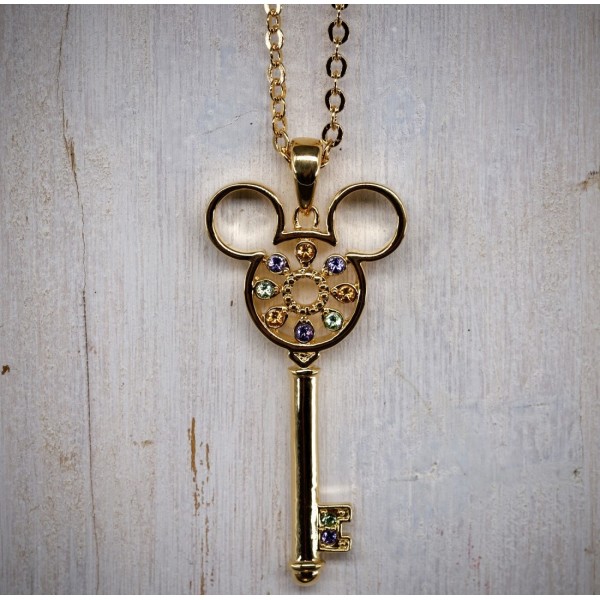 Mickey Gold key necklace with crystals, by Arribas and Disneyland Paris