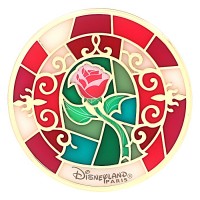 Red rose, Beauty and the Beast Glass Coaster, by Arribas Disneyland Paris