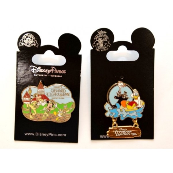 Walt Disney World Park Pin Set, Typhoon Lagoon and Grand Floridian