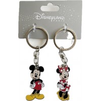 Disneyland Paris Mickey and Minnie Metal Keyring set