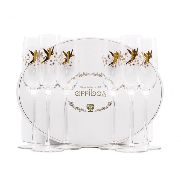 Set of 6 Tinker Bell Champagne glass in Arribas Box, Disneyland Paris