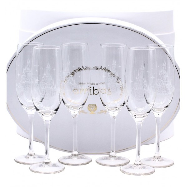 Set of 6 Castle Champagne glass in Arribas Box, Disneyland Paris