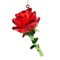 Red Glass Rose Ornament, by Arribas Disneyland Paris