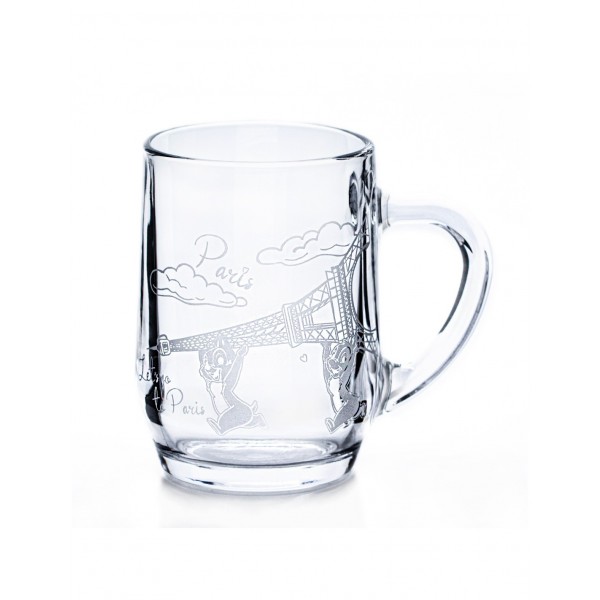 Chip and Dale in Paris glass mug, by Arribas and Disneyland 
