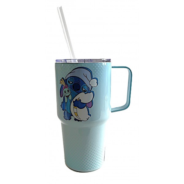 Straw Travel Mug Tumbler - Stitch - Mornings - "If you Love me,let me Sleep", Disneyland Paris