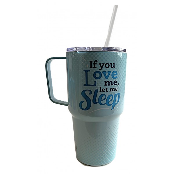 Straw Travel Mug Tumbler - Stitch - Mornings - "If you Love me,let me Sleep", Disneyland Paris Straw Travel Mug Tumbler - Stitch - Mornings - "If you Love me,let me Sleep", Disneyland Paris