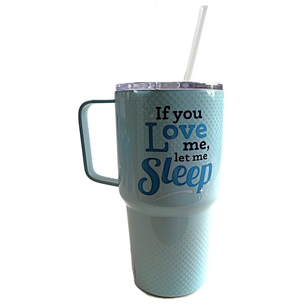 Straw Travel Mug Tumbler - Stitch - Mornings - "If you Love me,let me Sleep", Disneyland Paris Straw Travel Mug Tumbler - Stitch - Mornings - "If you Love me,let me Sleep", Disneyland Paris