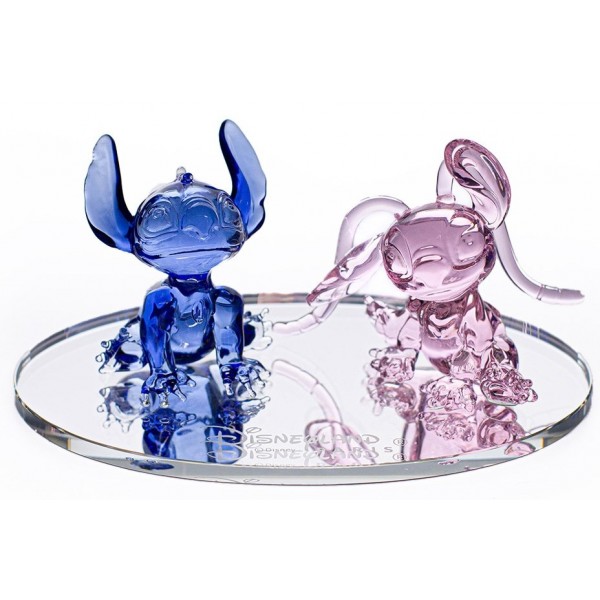 Stitch & Angel in glass on mirror figure, by Arribas and Disneyland Paris