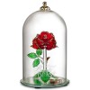 Beauty and the Beast Glass Dome Rose Ornament, Arribas Glass Collection (Medium)