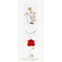 Beauty and the Beast gold patterned Champagne Glass with Rose, Arribas