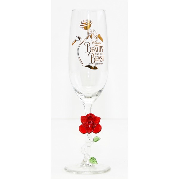 Beauty and the Beast gold patterned Champagne Glass with Rose, Arribas