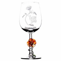 Beauty and the Beast Wine Glass with Rose, Arribas Glass Collection