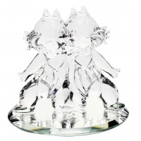 Chip and Dale figure on mirror, Arribas Glass Collection