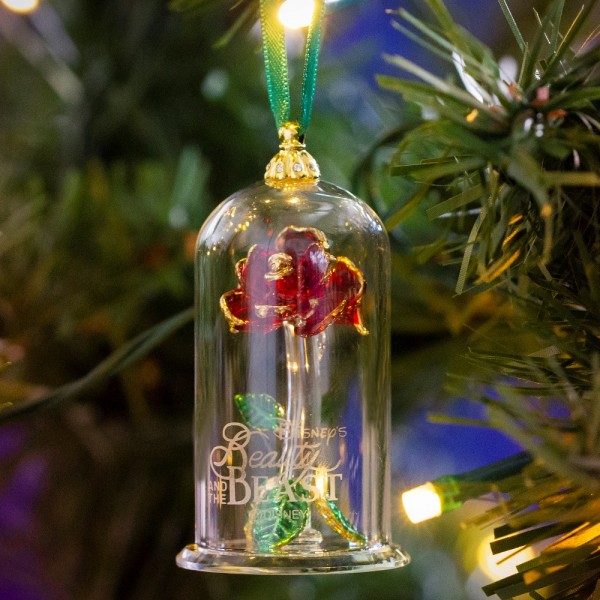 Disney Beauty and the Beast Glass Dome Christmas Ornament, Arribas Glass Collection