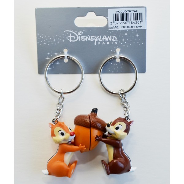 Disneyland Paris Chip and Dale Connecting Keychains Key Ring