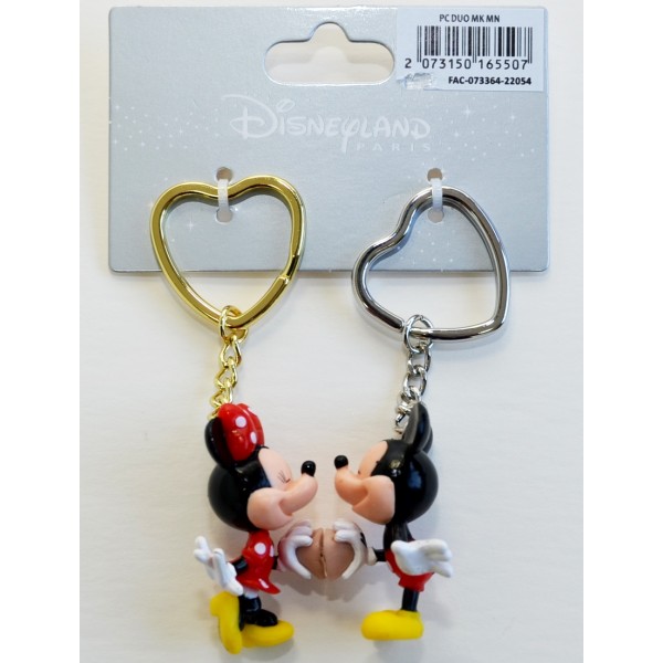 Disneyland Paris Mickey and Minnie Mouse Connecting Keychains Key Ring set