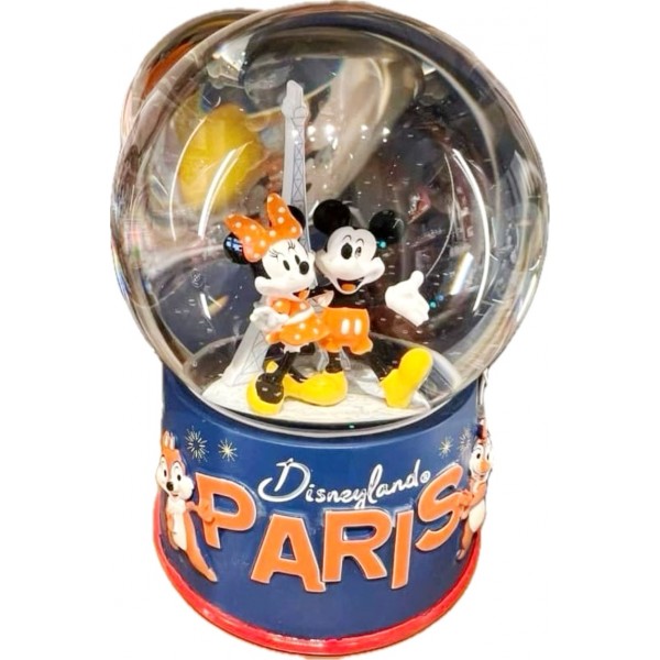 Disneyland Paris Mickey and Minnie Mouse Souvenir glass Snow globe