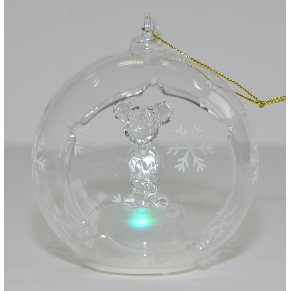 Disney Mickey Mouse Illuminated Christmas Bauble, Arribas Glass Collection