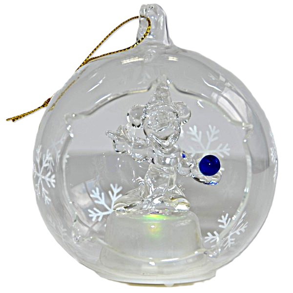 Mickey Sorcerer Illuminated Christmas Bauble, Arribas Glass Collection Mickey Sorcerer Illuminated Christmas Bauble, Arribas Glass Collection