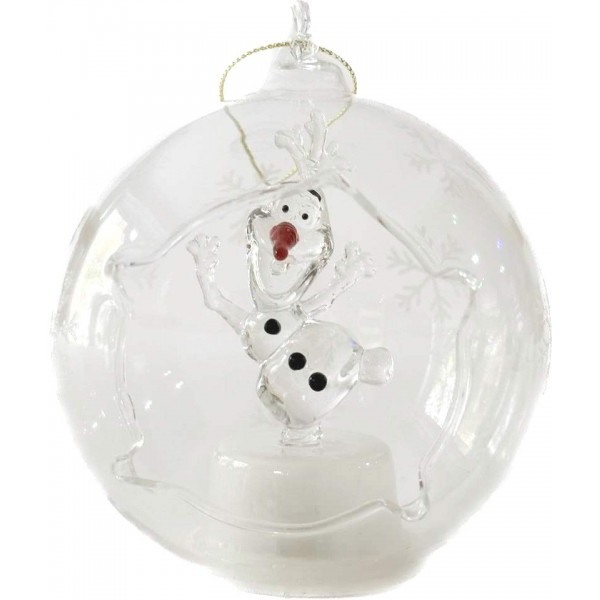 Disney Olaf Illuminated Christmas Bauble, Arribas Glass Collection