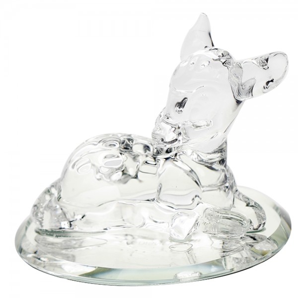 Bambi figure on mirror, Arribas Glass Collection