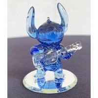 Stitch and his guitar blue figure on mirror, Arribas and Disneyland Paris Glass Collection