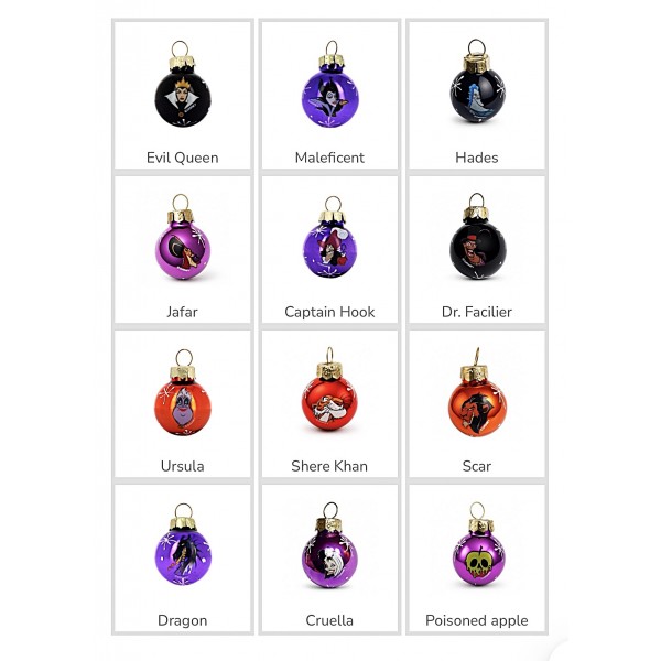 Villains Halloween Glass Tree Custom 9 Baubles Choice, by Arribas Villains Halloween Glass Tree Custom 9 Baubles Choice, by Arribas