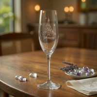 Disneyland Paris Castle engraved Champagne Flute glass, by Arribas