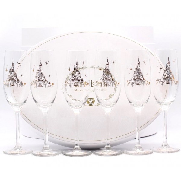 Set of 6 Castle Champagne glass in Arribas Box, Disneyland Paris