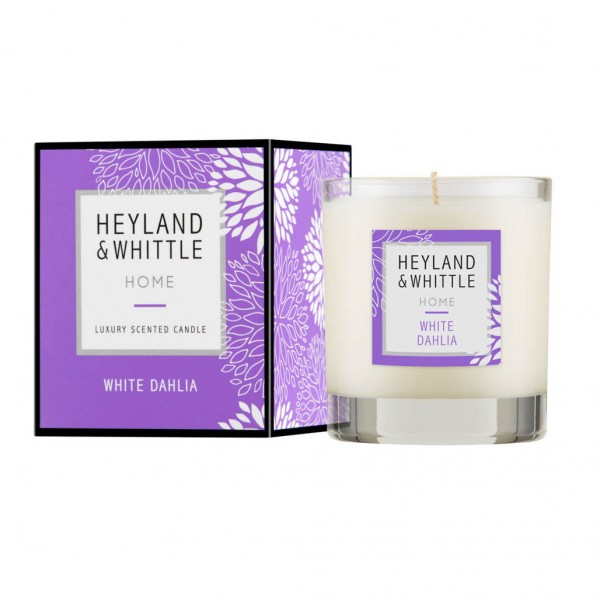 White Dahlia Candle in a Glass 230g - Heyland & Whittle