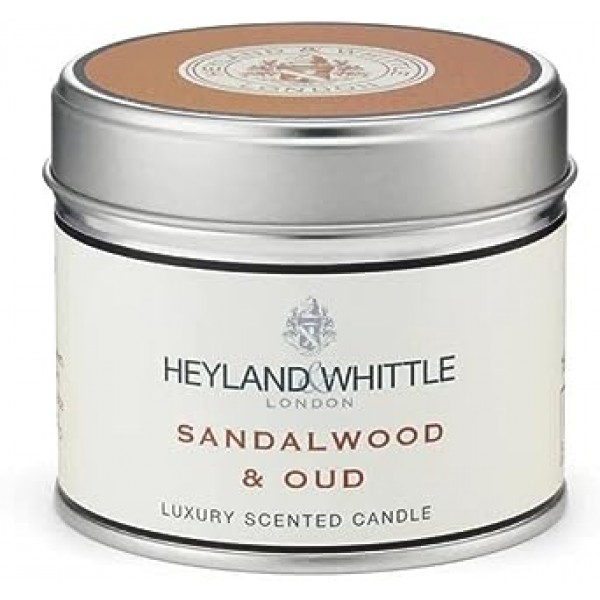 Classic Sandalwood Oud Candle in a Tin 180g - Heyland & Whittle