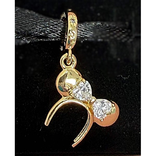Disneyland Minnie Gold Ear Headband with zirconia stone Pandora Charm Disneyland Minnie Gold Ear Headband with zirconia stone Pandora Charm