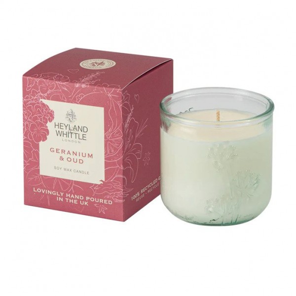 Eco Candle in a Glass 280g, Geranium & Oud - Heyland & Whittle