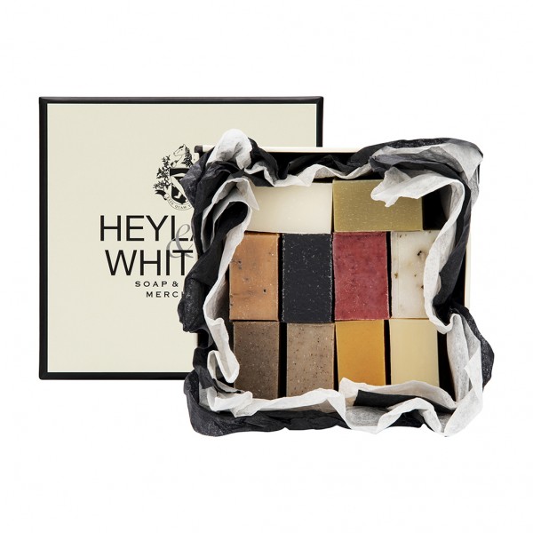 10 Small Soap Gift Box Black & Cream Tissue 350g - Heyland & Whittle