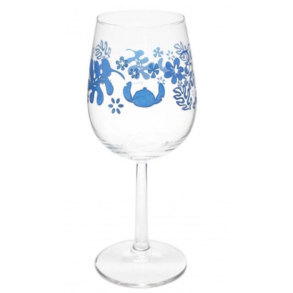 Stitch in Blue stemmed wine glass, Arribas Collection