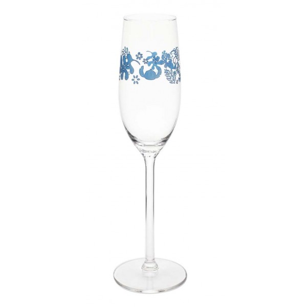 Stitch in Blue stemmed Champagne glass, Arribas Collection
