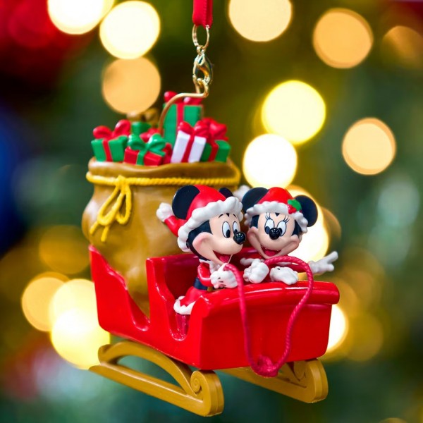 Disneyland Paris Mickey and Minnie Festive Sleigh Ornament Disneyland Paris Mickey and Minnie Festive Sleigh Ornament