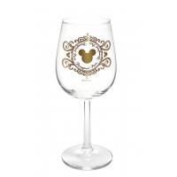 Golden Mickey Mouse stemmed wine glass, Arribas Collection