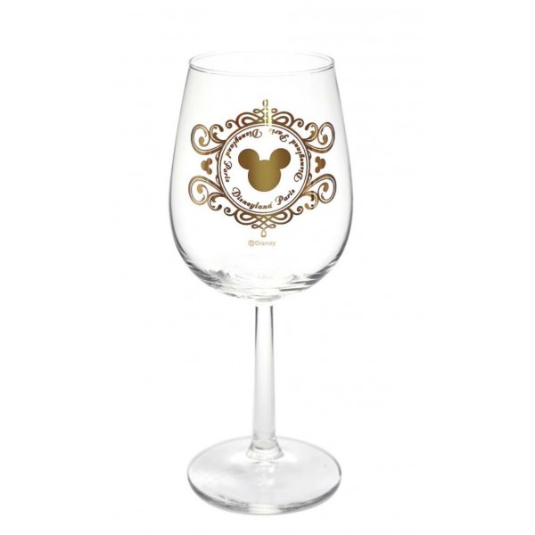 Golden Mickey Mouse stemmed wine glass, Arribas Collection
